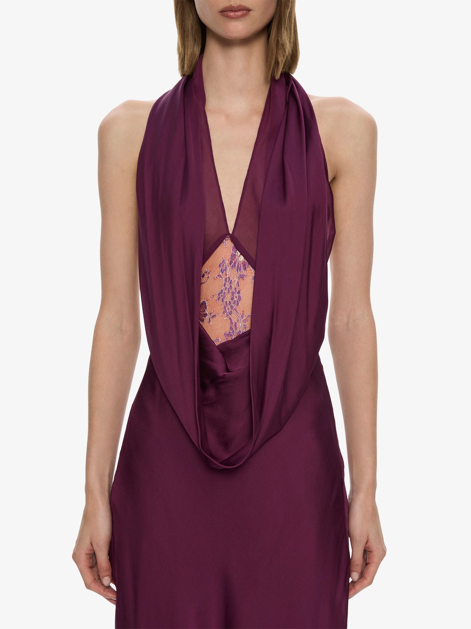 MNCE230826191343050_3 Christopher Esber Cesura Cowl Lace Halter Gown - Image 3