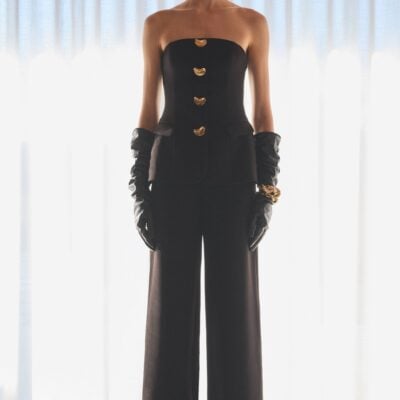 Club L London Zoey | Black Bandeau Jumpsuit - Image 1