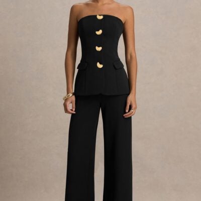 Club L London Zoey | Black Bandeau Jumpsuit - Image 2