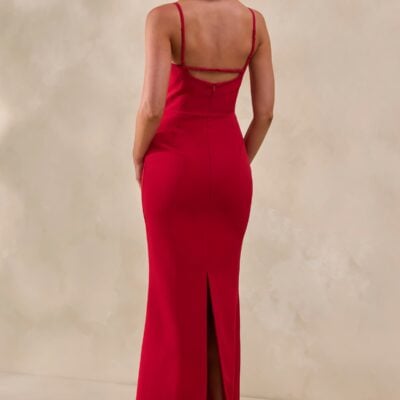 Club L London Zavira | Red Square-Neck Maxi Dress - Image 2