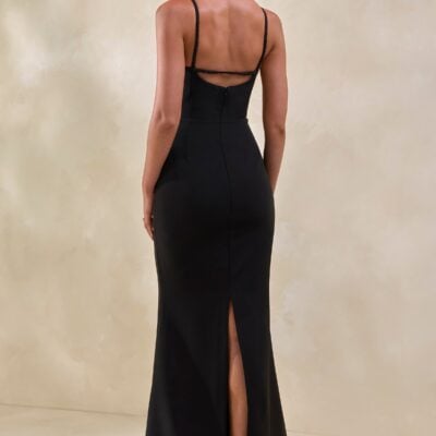 Club L London Zavira | Black Square-Neck Maxi Dress - Image 2