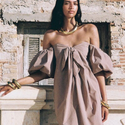 CAROLINE CONSTAS Reyna Tie Front Column Dress - Image 1