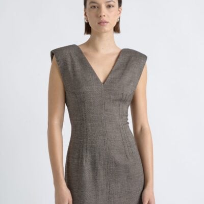 Cue V-Neck Fitted Midi Dress - Image 2