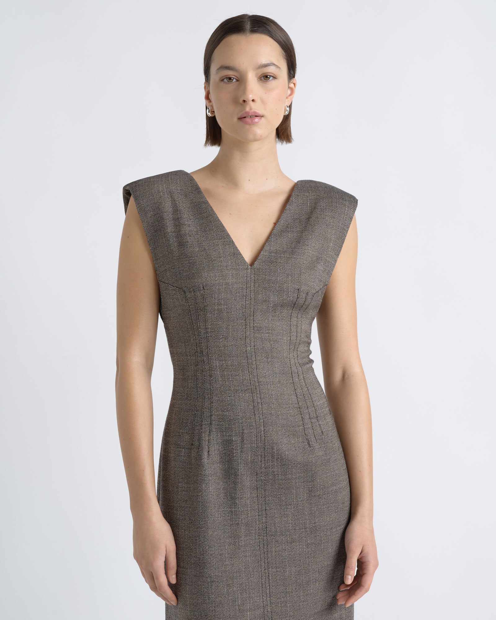 Cue V-Neck Fitted Midi Dress - Image 2