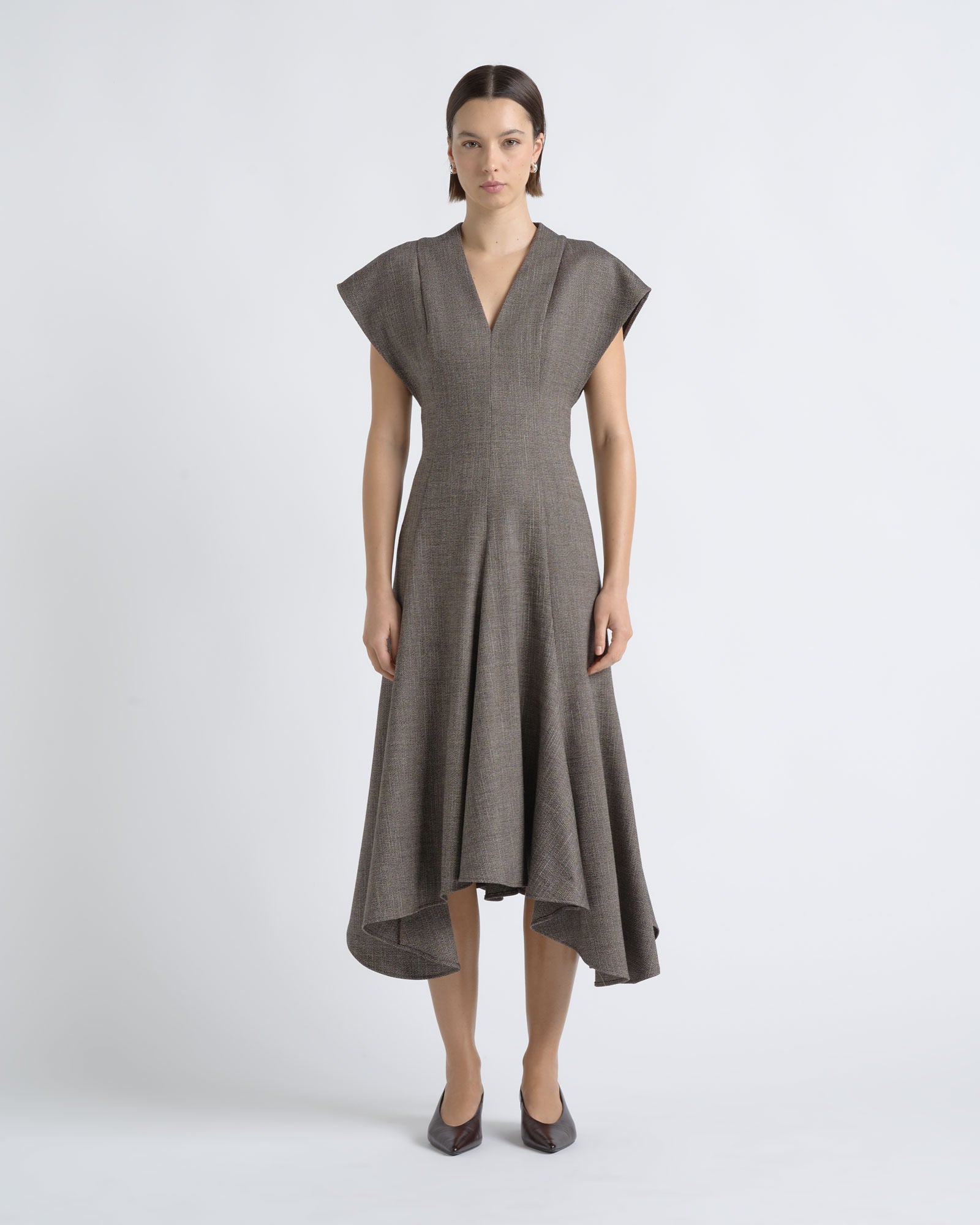 Cue V-Neck A-Line Midi Dress - Image 1