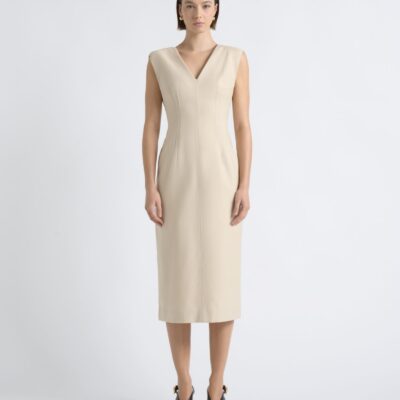 Cue V Neck Fitted Midi Dress - Image 1