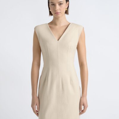 Cue V Neck Fitted Midi Dress - Image 2