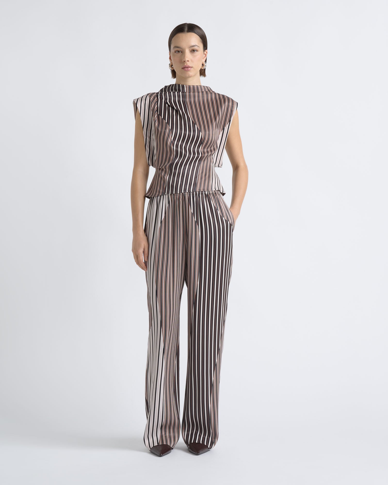 Cue Stripe Tuck Shoulder Top - Image 1