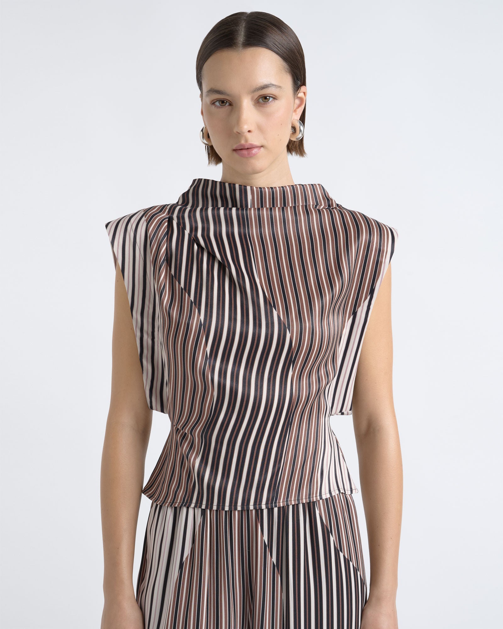 Cue Stripe Tuck Shoulder Top - Image 2