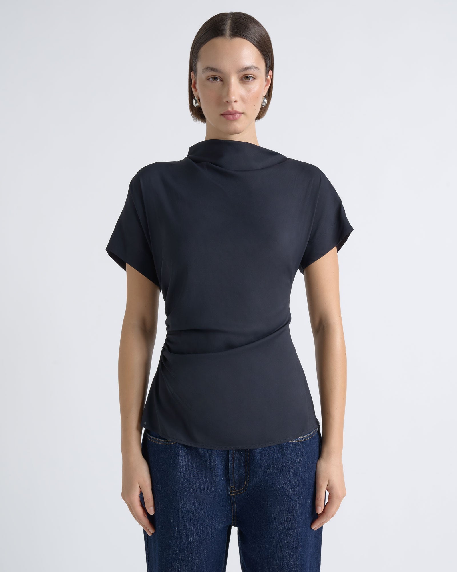 Cue Stretch Viscose Drape Neck Top - Image 1