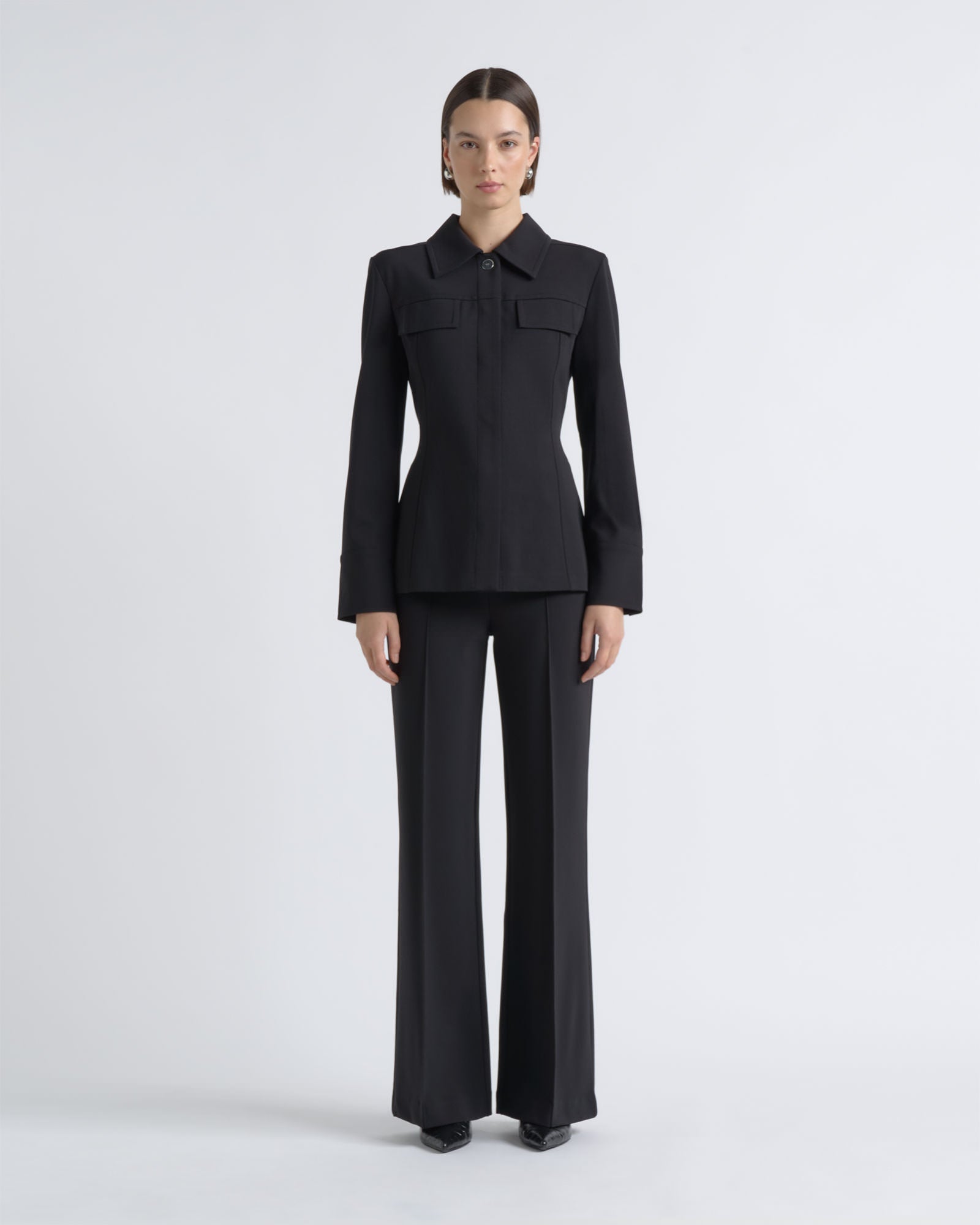 Cue Stretch Snap Detail Fitted Shirt - Image 1