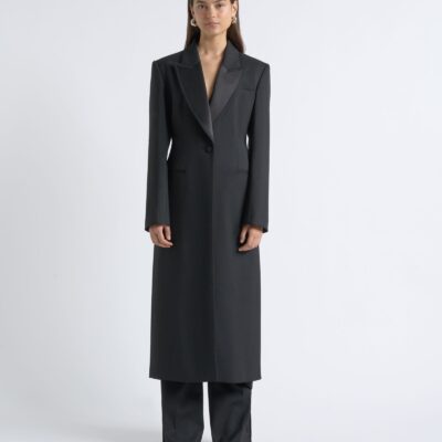 Cue Single Breasted Satin Lapel Coat - Image 1