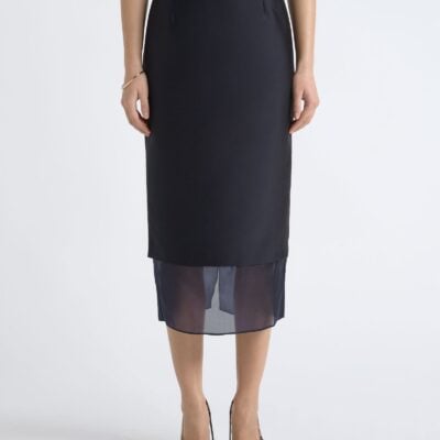 Cue Silk Organza Contrast Midi Skirt - Image 1