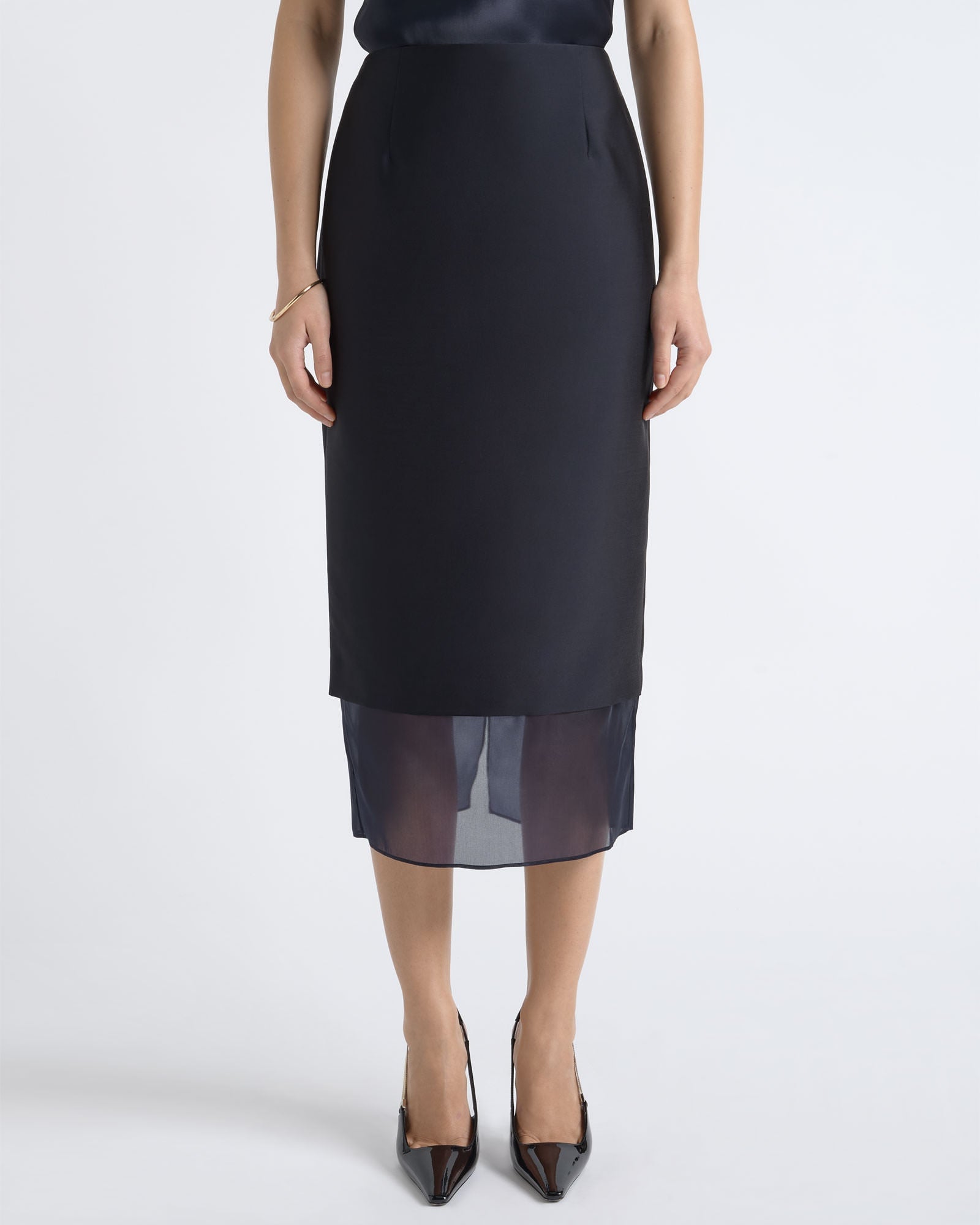 Cue Silk Organza Contrast Midi Skirt - Image 1