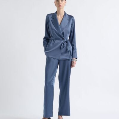 Cue Satin Tie Belt Shirt - Image 1