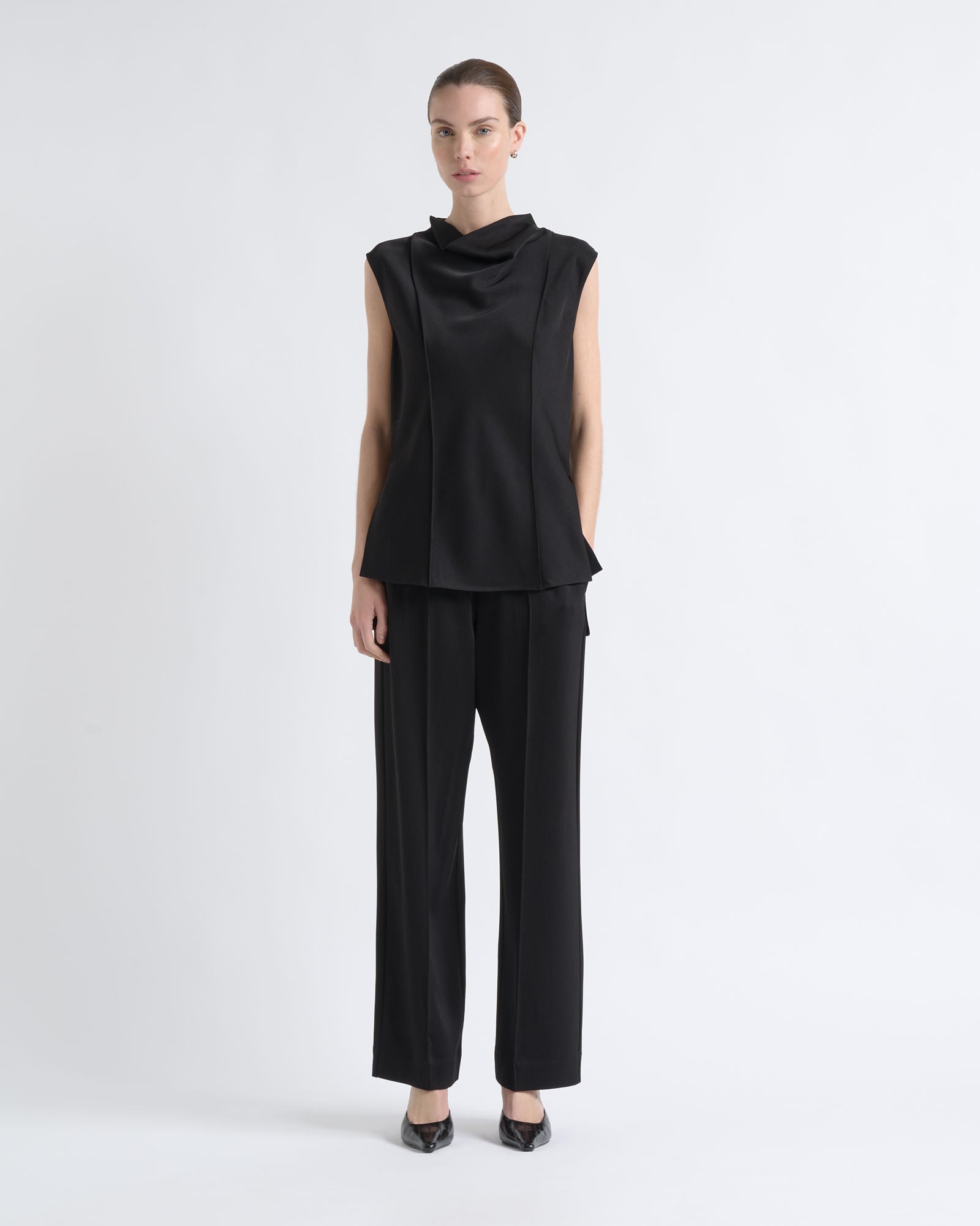 Cue Satin Pin Tuck Top - Image 1