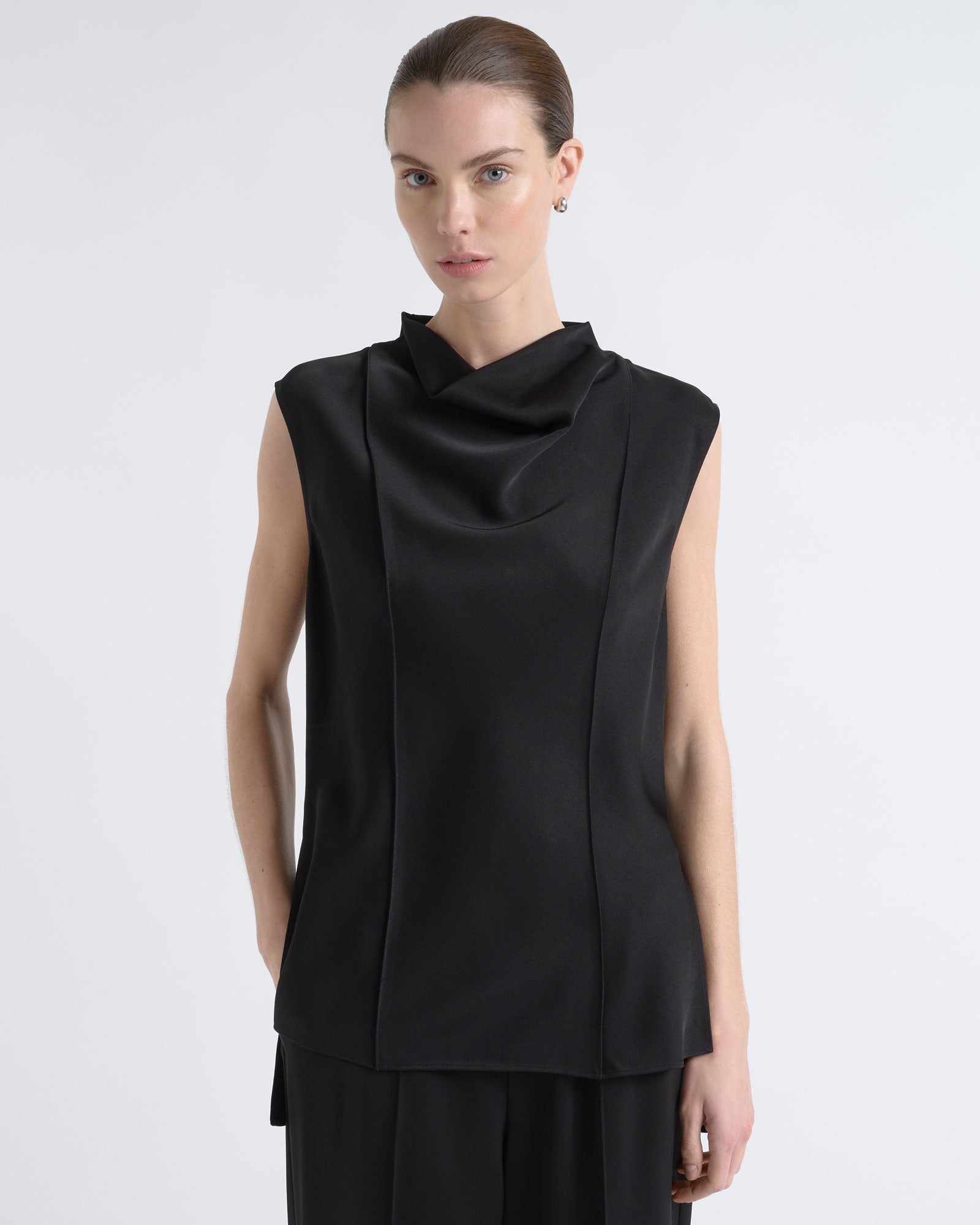 MNCUE260826054018028_2 Cue Satin Pin Tuck Top - Image 2