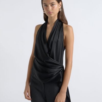 Cue Satin Draped Halter Neck Top - Image 1