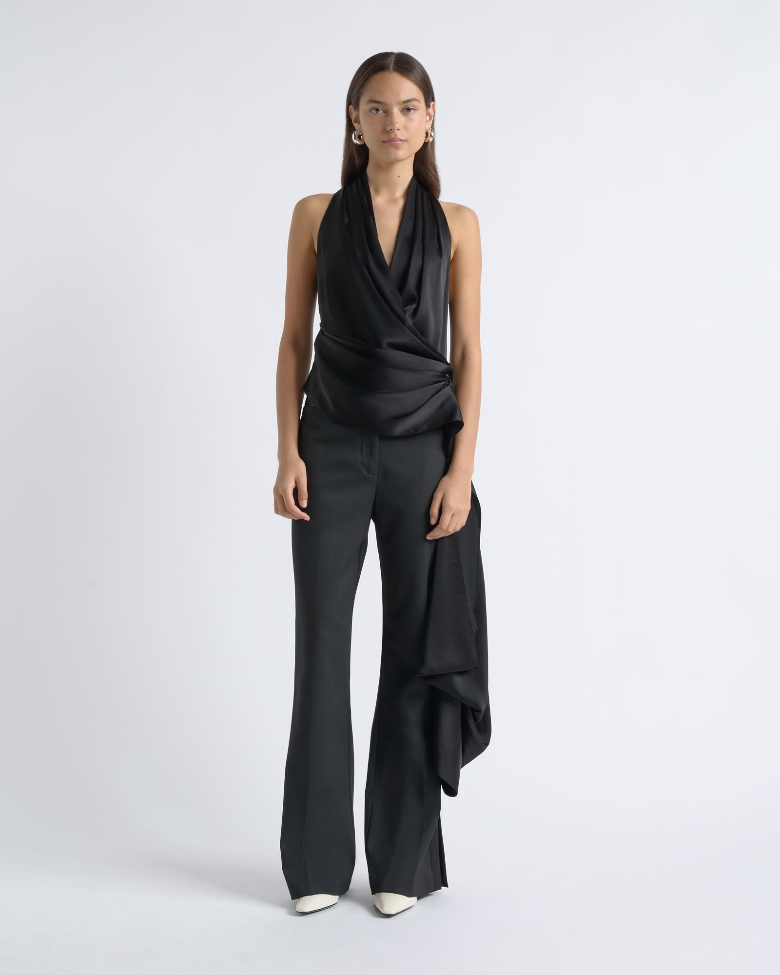 Cue Satin Draped Halter Neck Top - Image 2