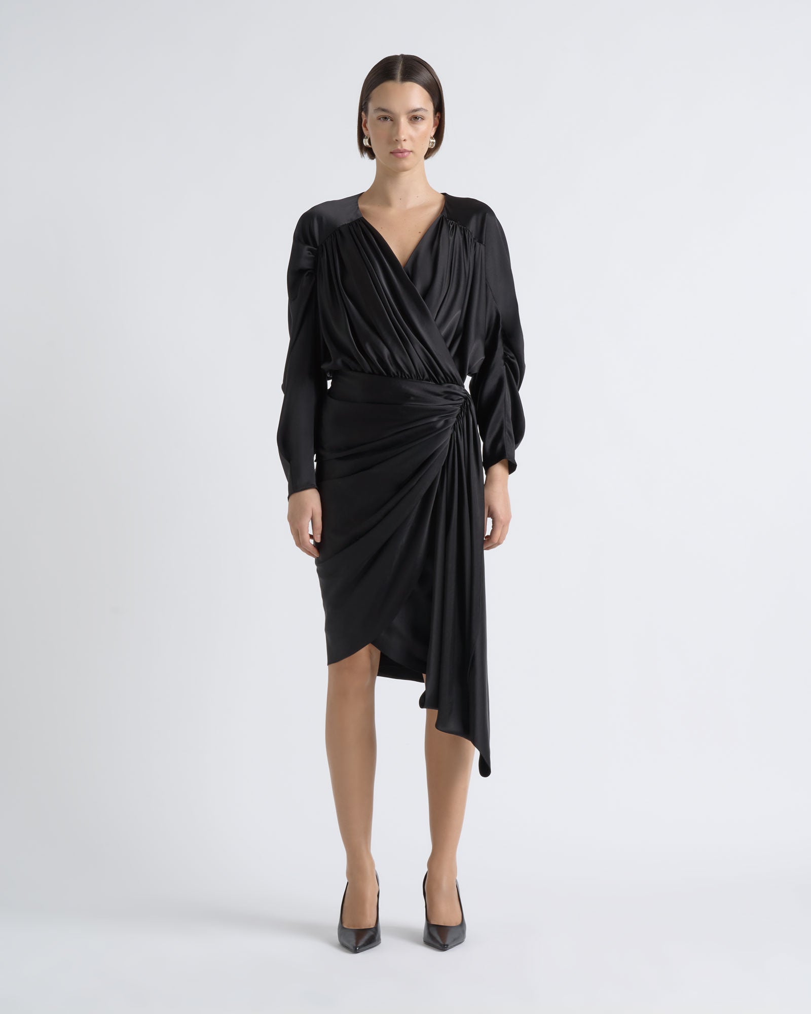 Cue Satin Drape Dress - Image 1