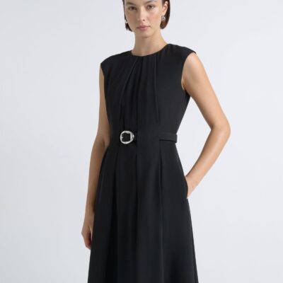 Cue Recycled Crepe Sculpted Midi Dress - Image 2