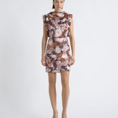 Cue Print Cowl Neck Mini Dress - Image 1