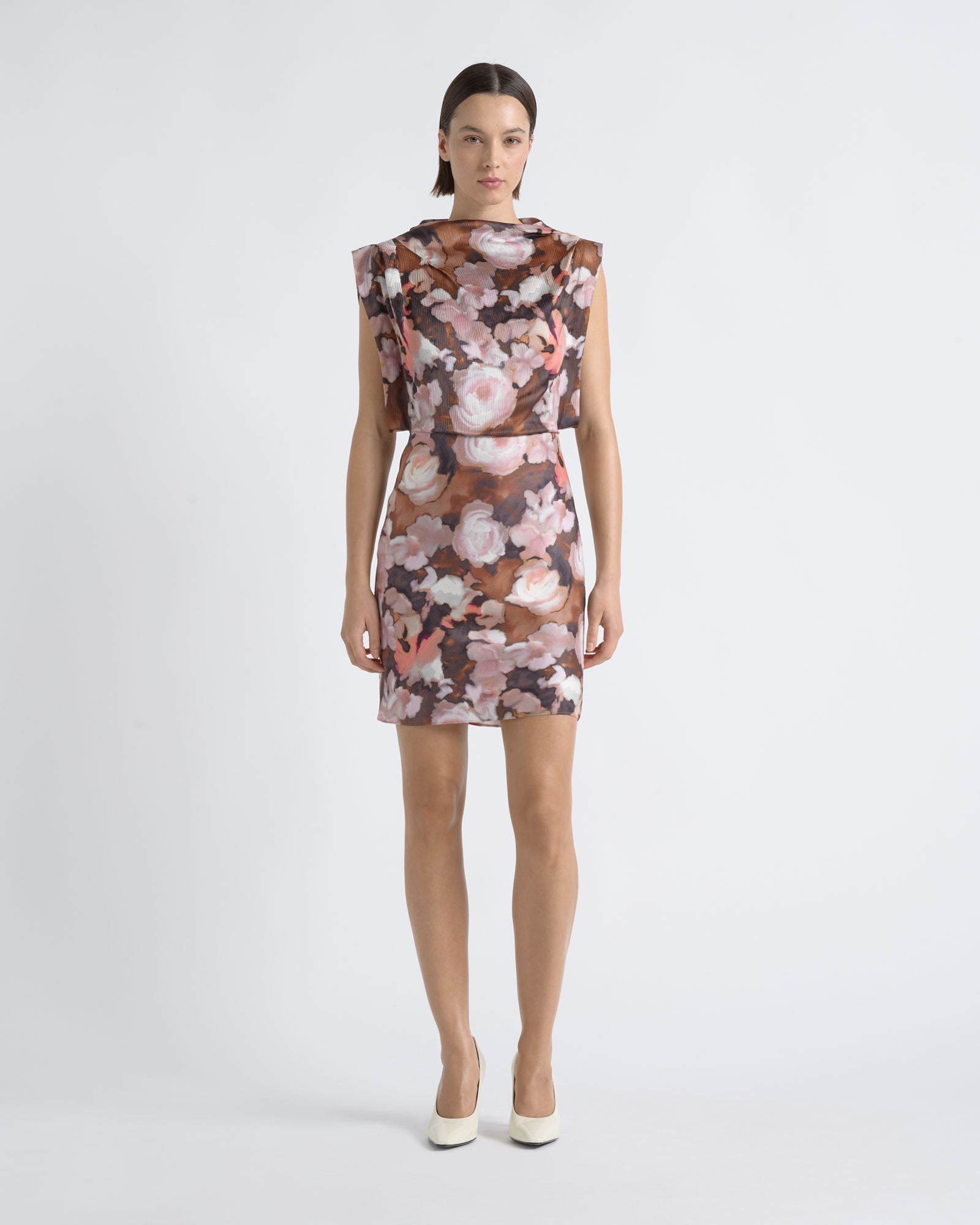 Cue Print Cowl Neck Mini Dress - Image 1