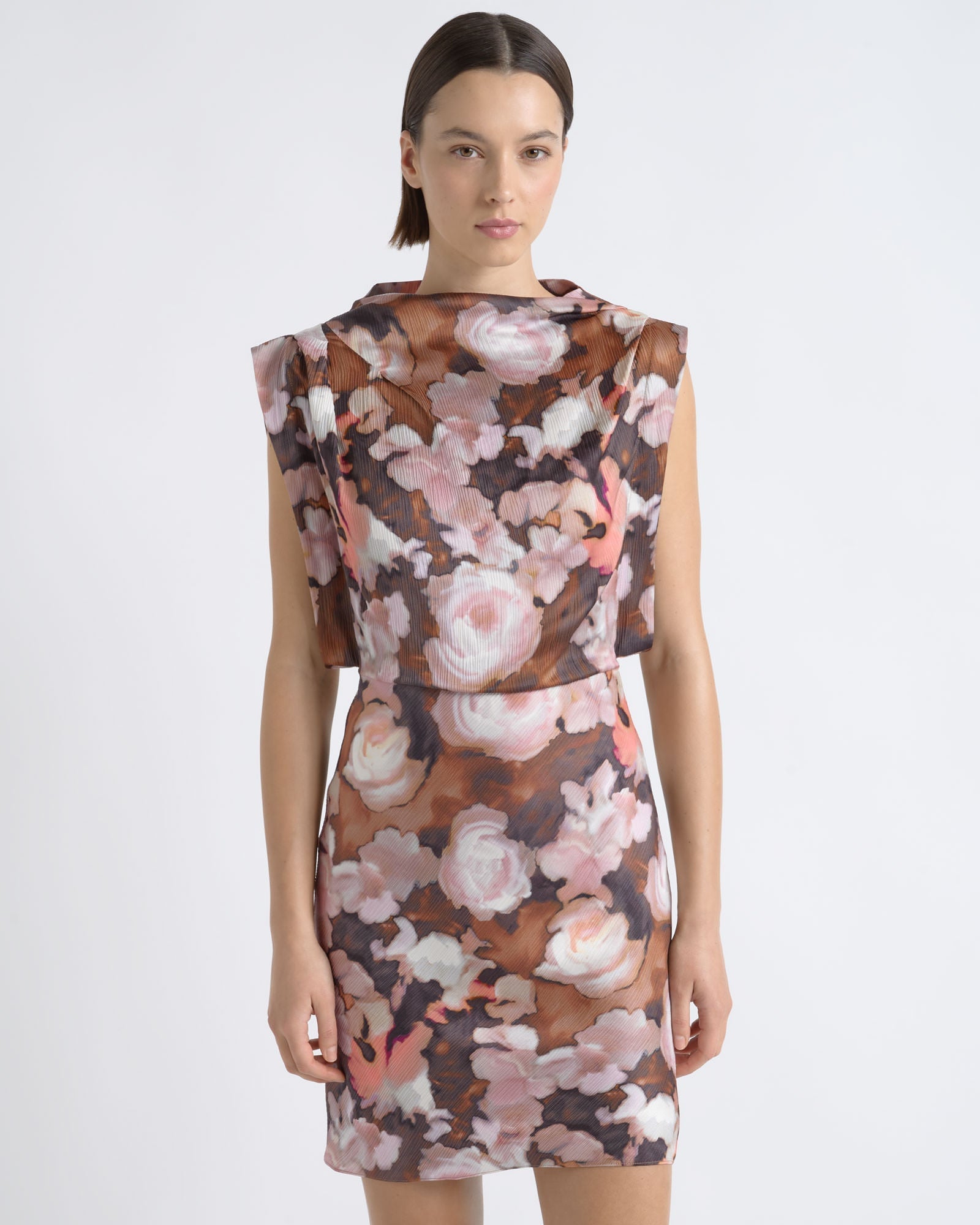 MNCUE260826054018039_2 Cue Print Cowl Neck Mini Dress - Image 2