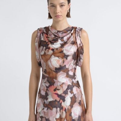 Cue Print Cowl Neck Midi Dress - Image 2