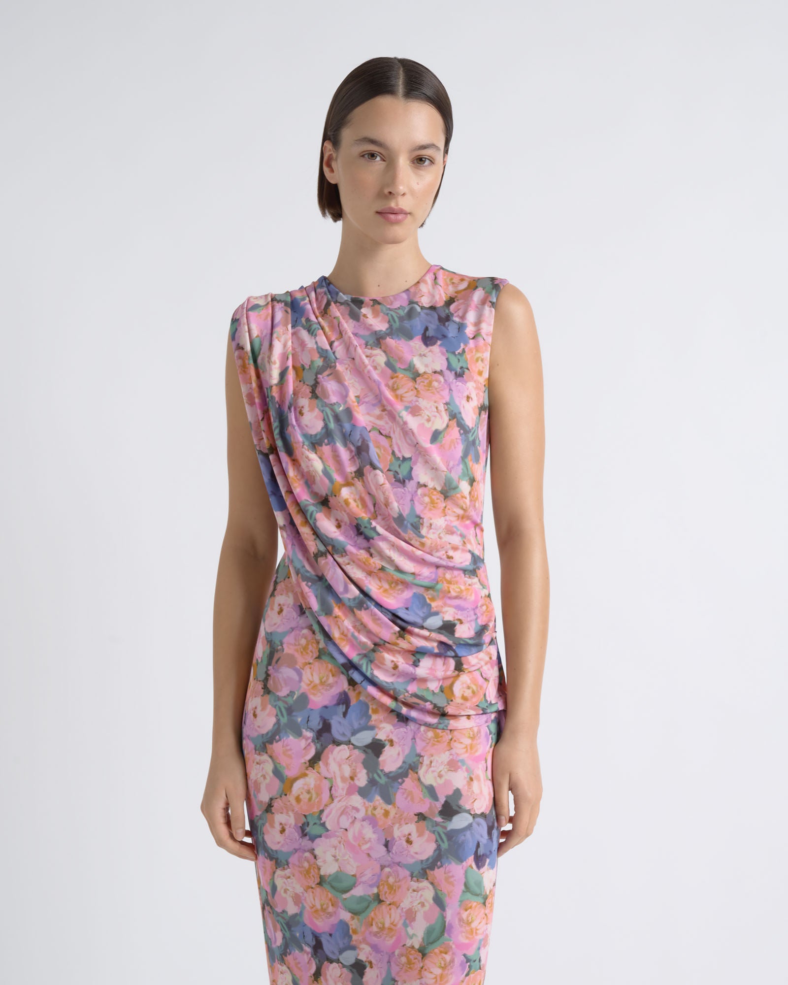 MNCUE260826054018042_2 Cue Print Cape Drape Dress - Image 2