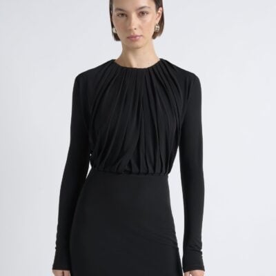 Cue Long Sleeve Drape Midi Dress - Image 2