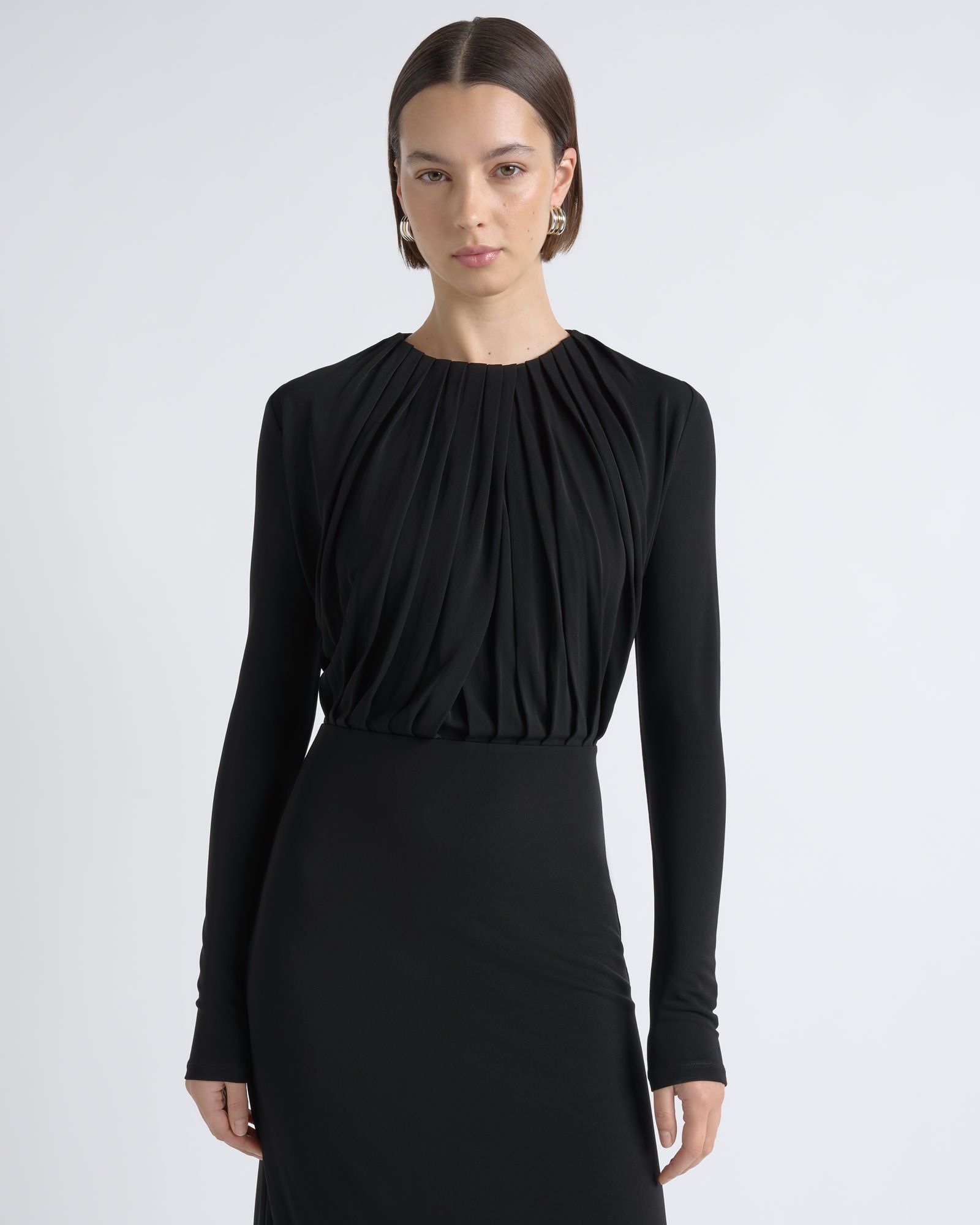 MNCUE260826054018047_2 Cue Long Sleeve Drape Midi Dress - Image 2