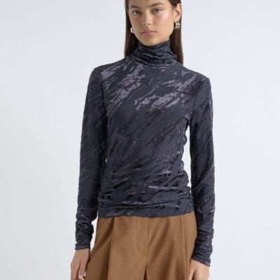 Cue Flocked Long Sleeve Top - Image 1