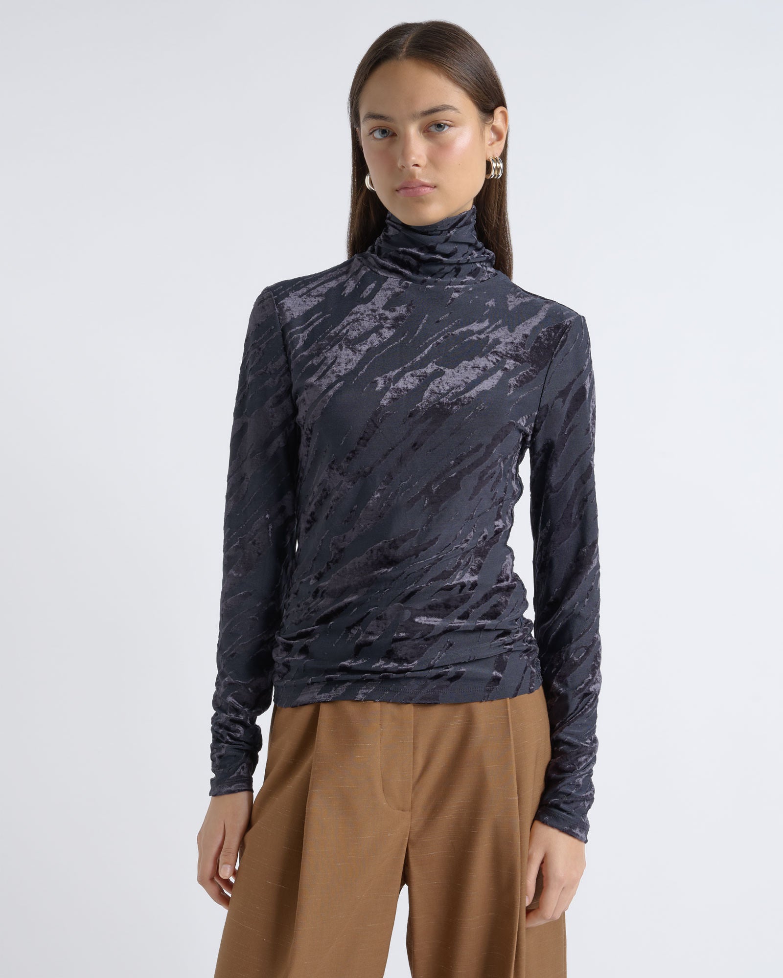 Cue Flocked Long Sleeve Top - Image 1