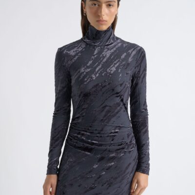 Cue Flocked Long Sleeve Midi Dress - Image 2