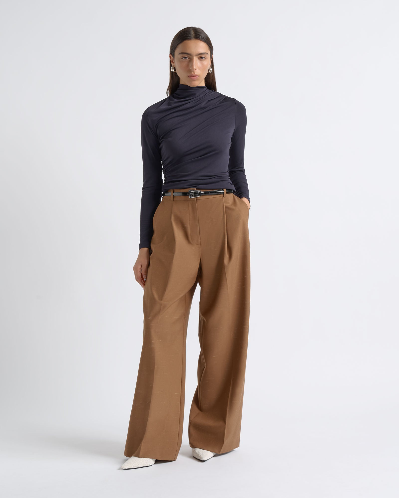 Cue Flecked High Waist Pleat Pant - Image 2