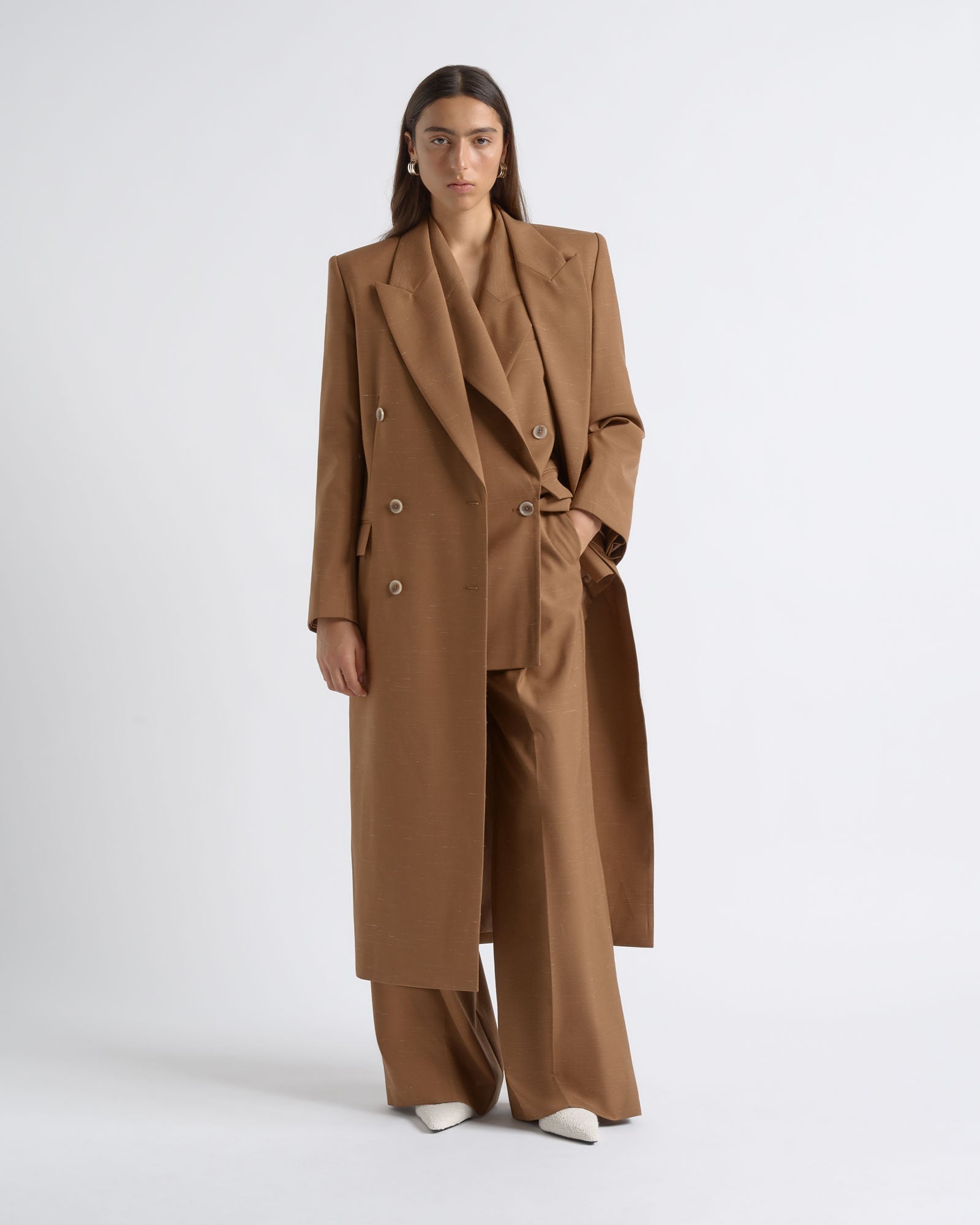 MNCUE260826054018054_2 Cue Flecked Double Breasted Coat - Image 2
