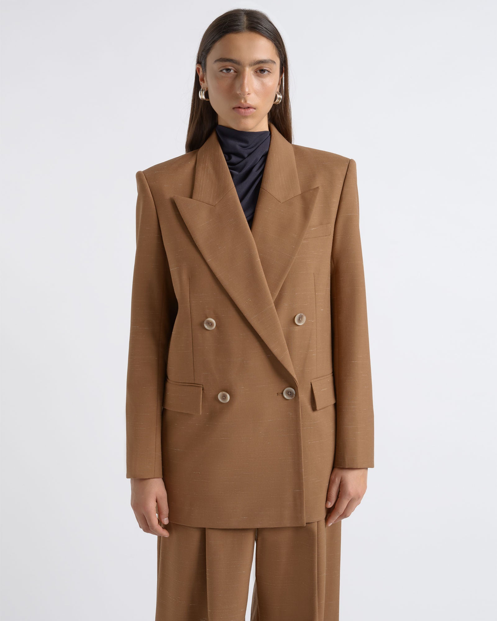 Cue Flecked Double Breasted Blazer - Image 1