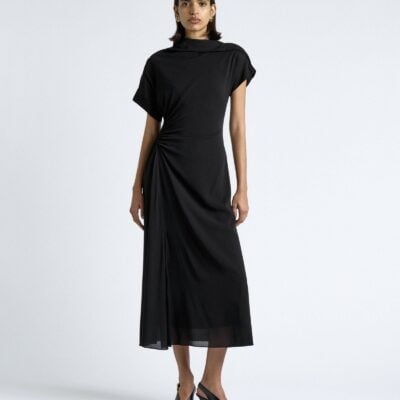 Cue Draped Fold Neck Midi Dress - Image 1