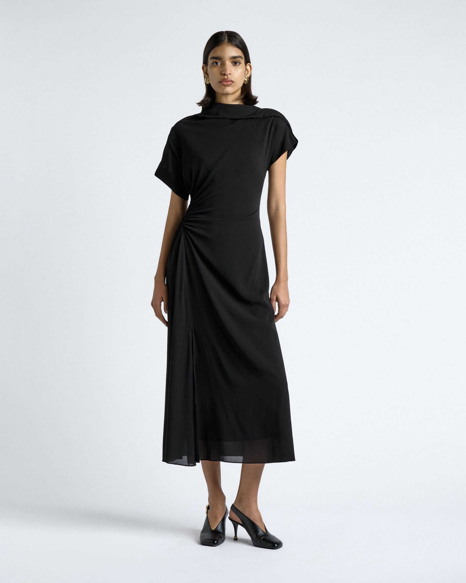 Cue Draped Fold Neck Midi Dress - Image 1