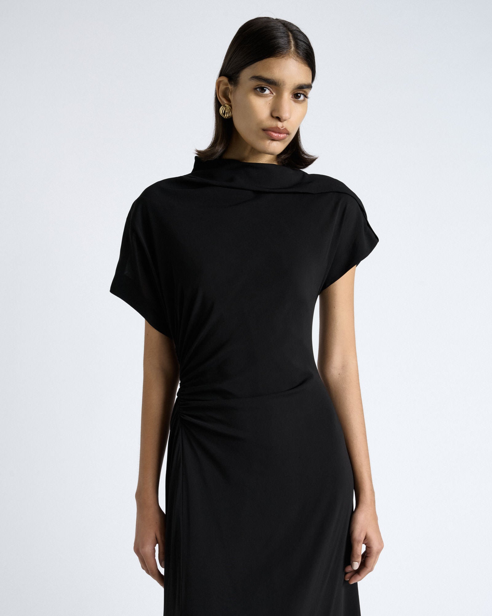 Cue Draped Fold Neck Midi Dress - Image 2
