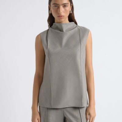 Cue Drape Neck Pin Tuck Top - Image 1