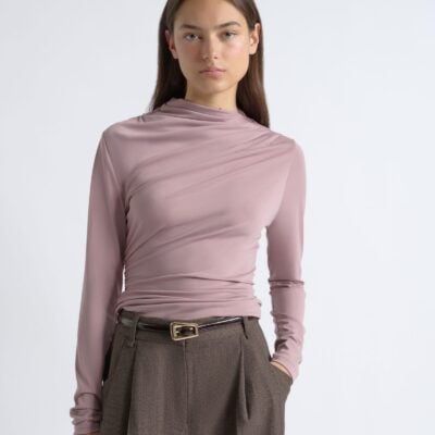 Cue Crepe Mesh Gathered Top - Image 1