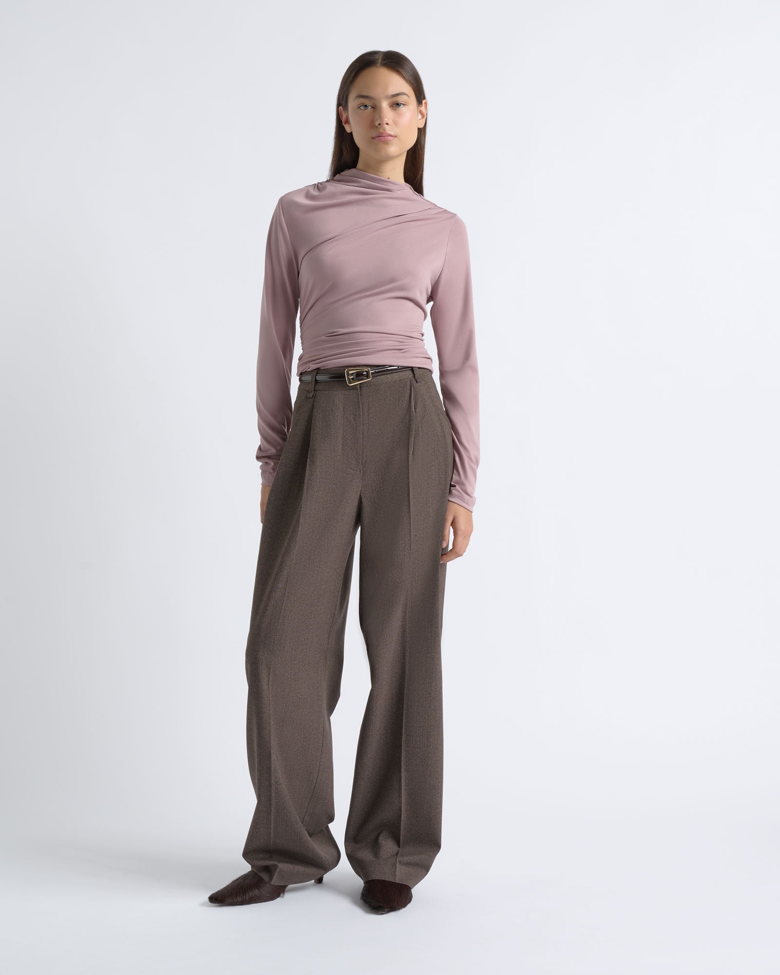 Cue Crepe Mesh Gathered Top - Image 2