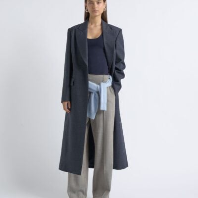 Cue Check Single Breasted Coat - Image 1