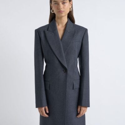 Cue Check Single Breasted Coat - Image 2