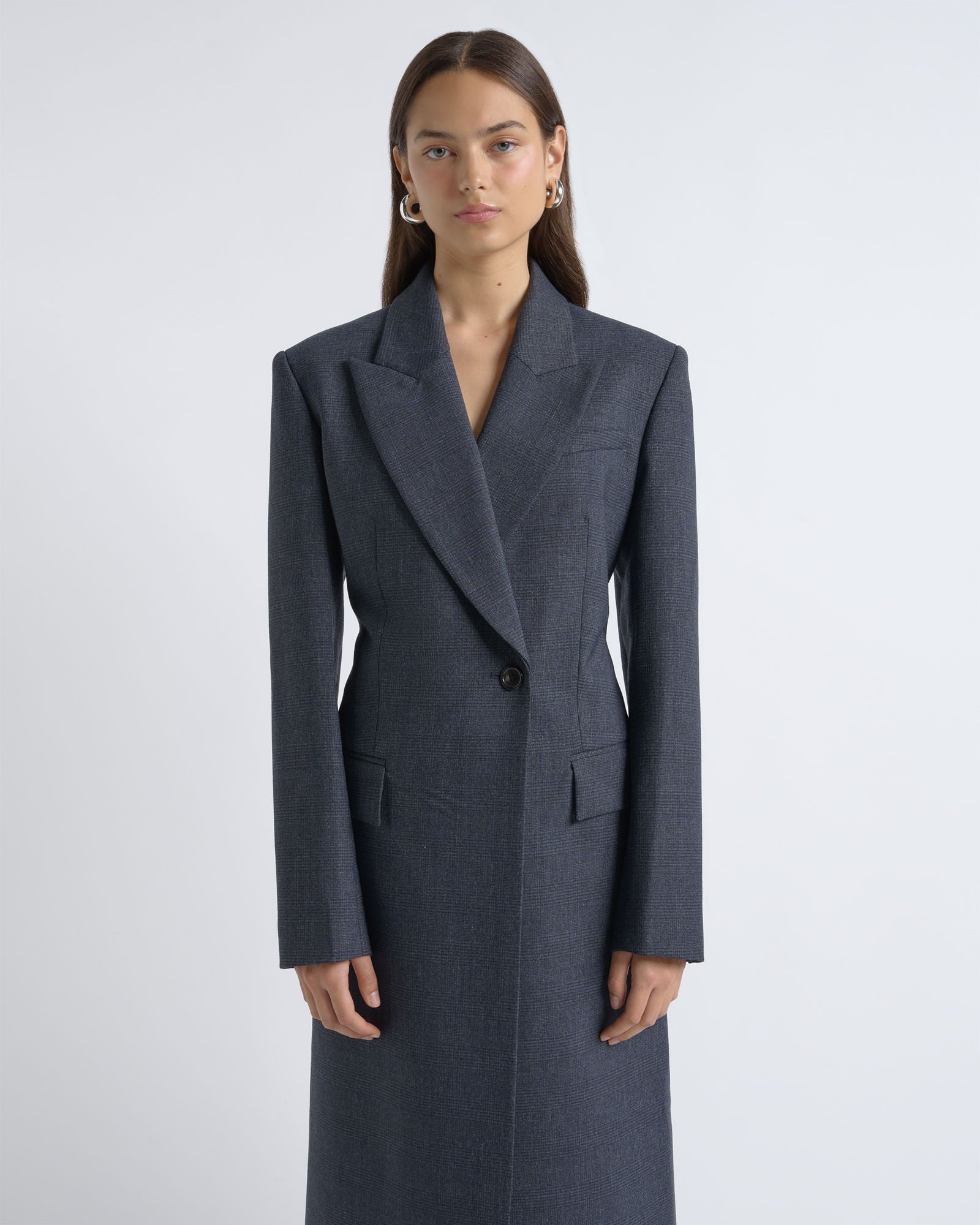 Cue Check Single Breasted Coat - Image 2