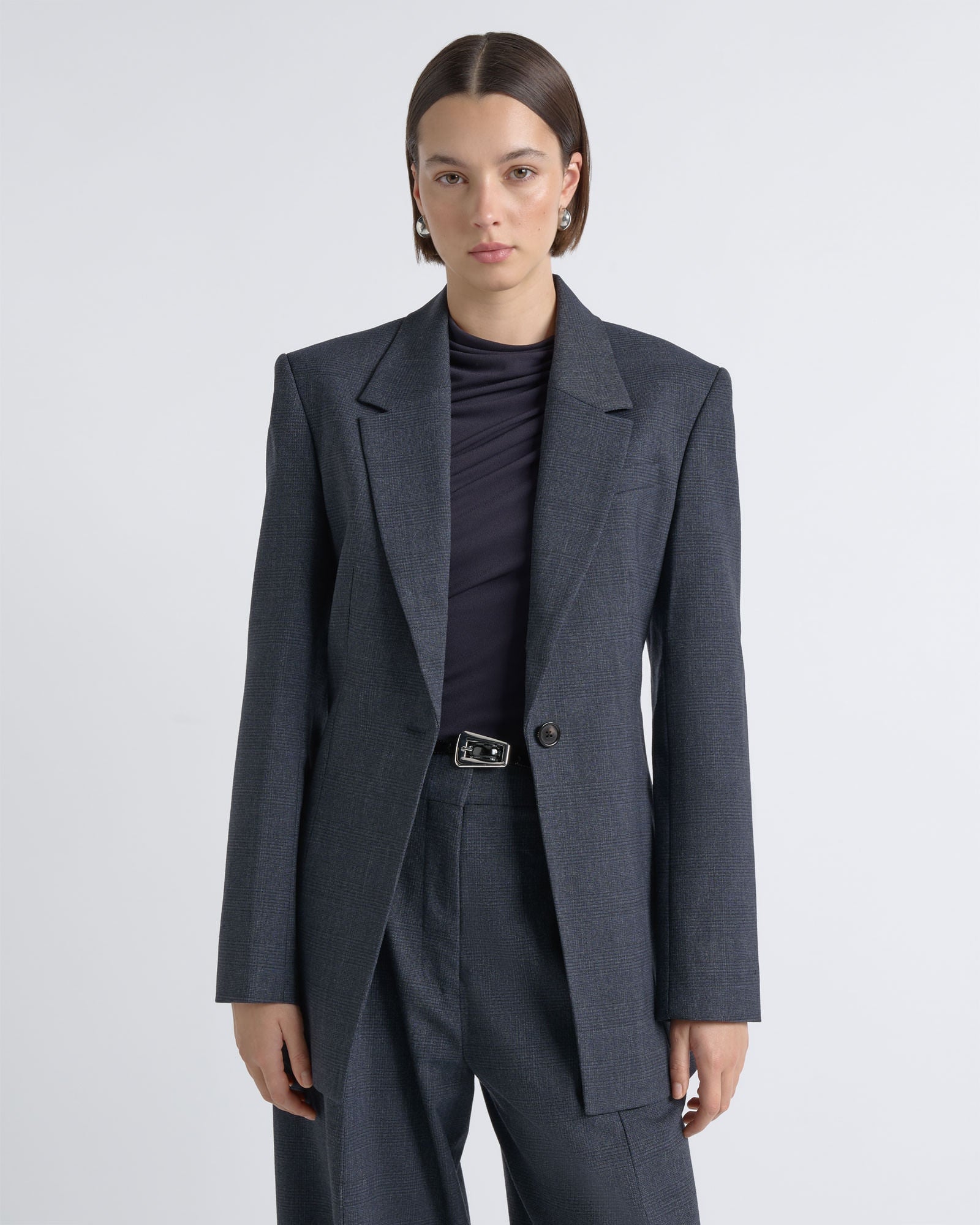 Cue Check Single Breasted Blazer - Image 1