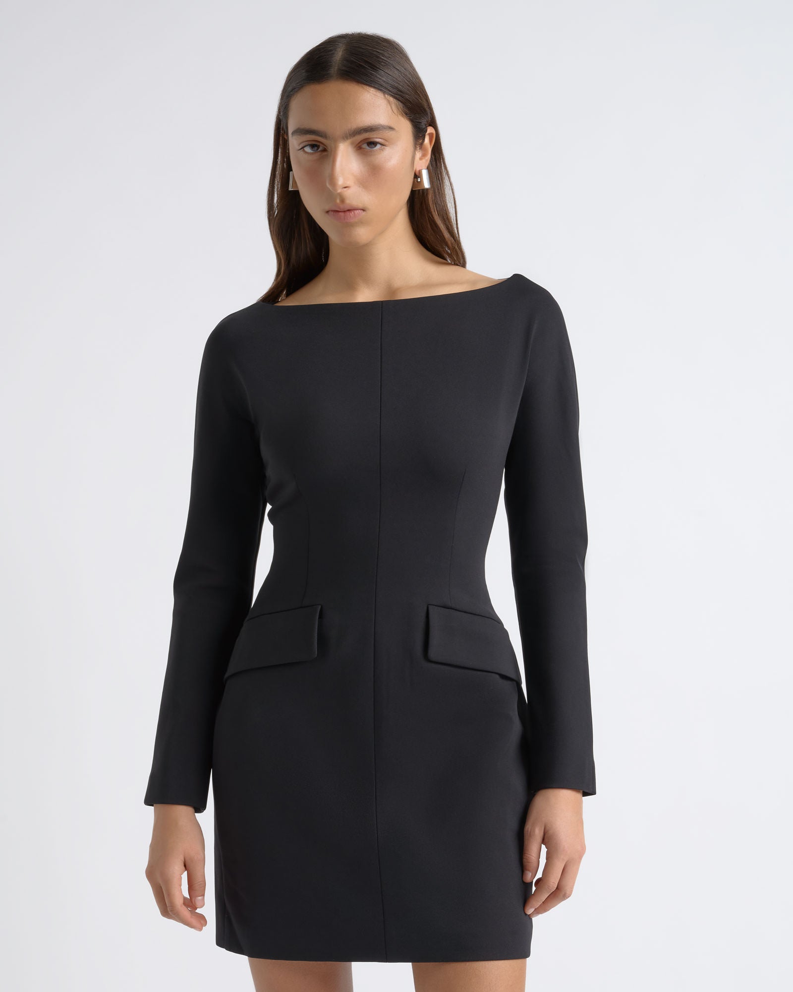 MNCUE260826054018076_2 Cue Boat Neck Tailored Mini Dress - Image 2