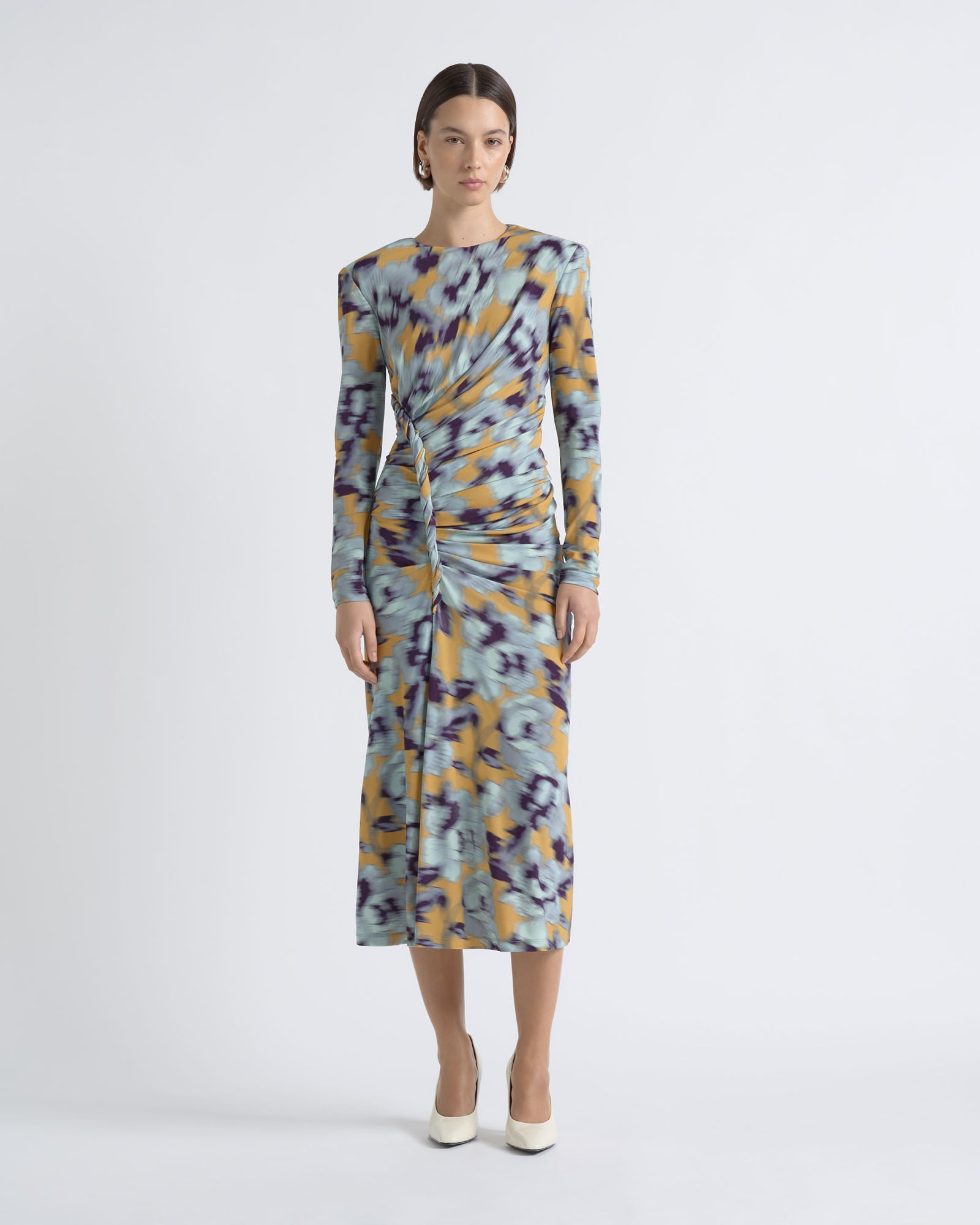 Cue Blurred Floral Twist Midi Dress - Image 1